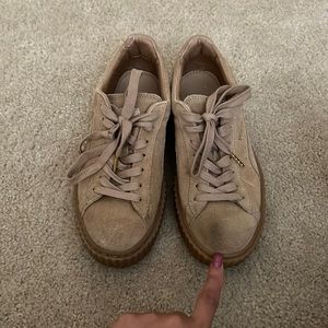 Rihanna suede oatmeal creepers